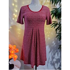 Anthropologie Maeve Dora Women's XS Stretch Knit Textured Shift Dress Red White